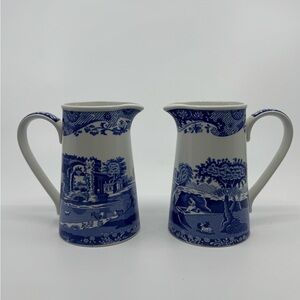 Spode Blue Italian 8 Oz Windsor Jugs Set Of 2